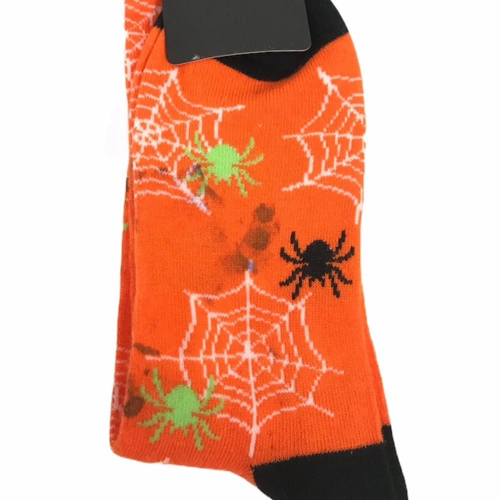 Davco Spider Halloween Socks Orange & Black 6-12